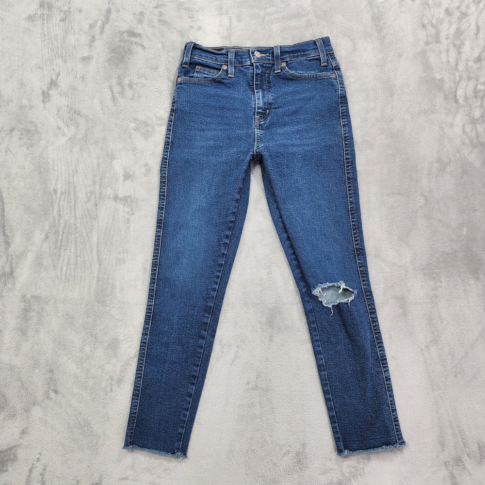 Signature Levi Strauss Jeans Womens 2 Blue High Rise Skinny Distressed Stretch